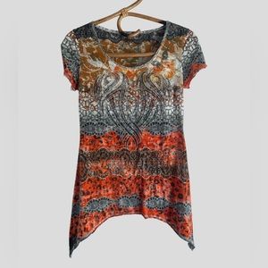 V Cristina y2k studded sheer print top (S)